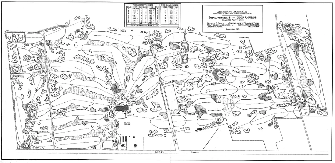 Architectural plan of the Atlantic City Country Club May 1940. Designed by William Flynn.