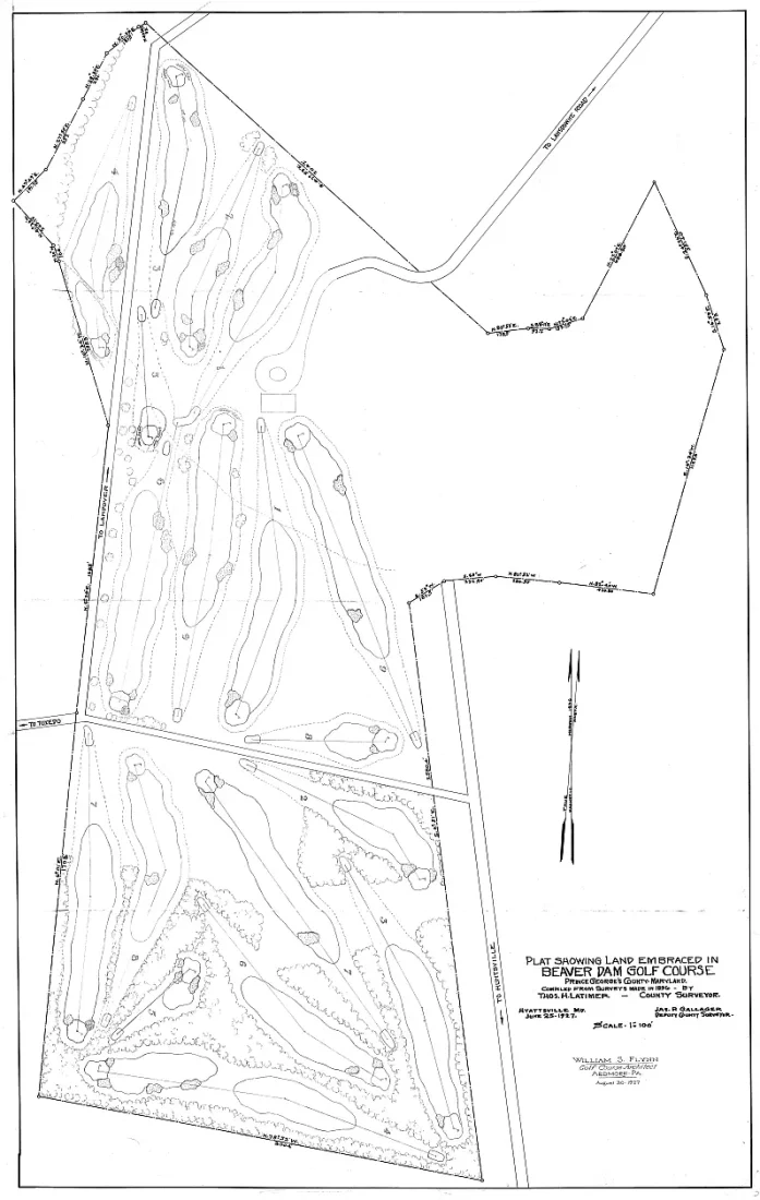 Architectural drawing of the Beaver Dam Golf Course 1927. Designed by William Flynn.