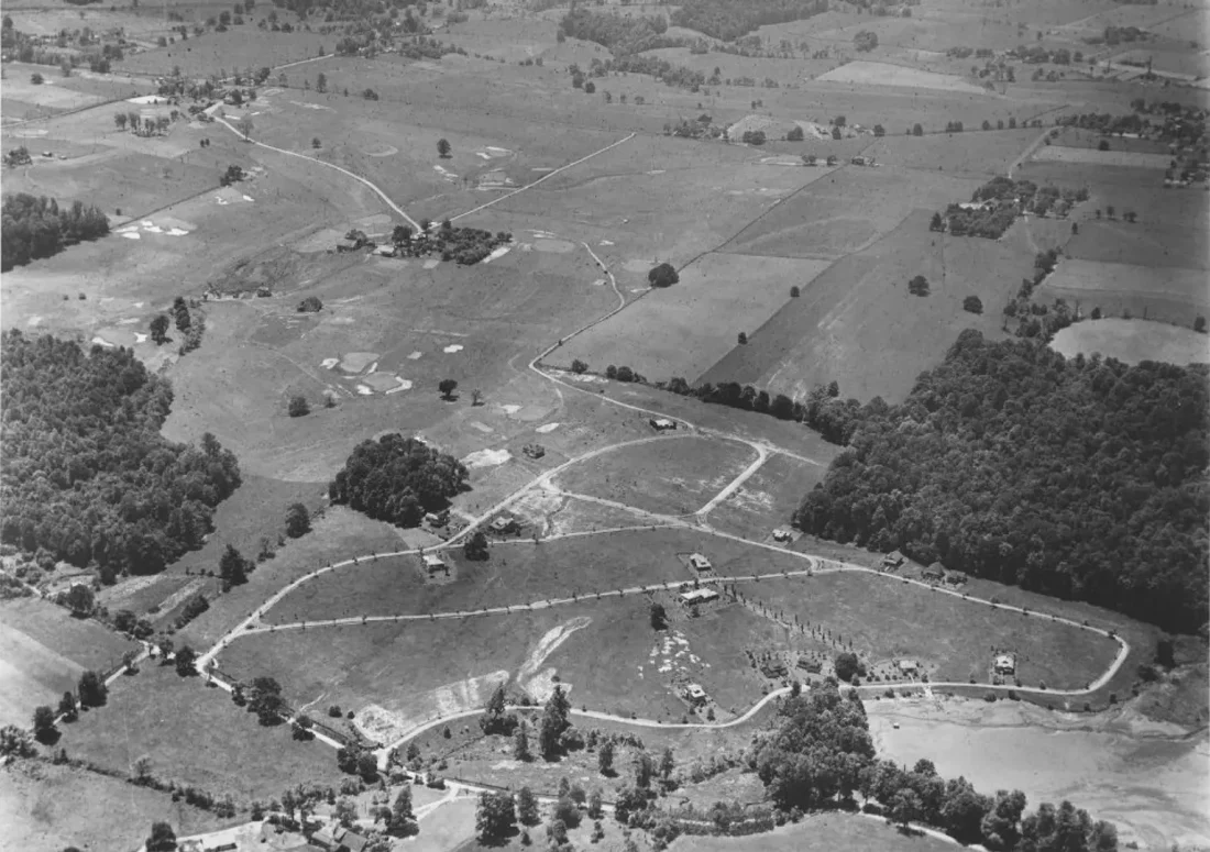 Aerial photograph of the Brinton Lake Club 1928. Designed by William Flynn.