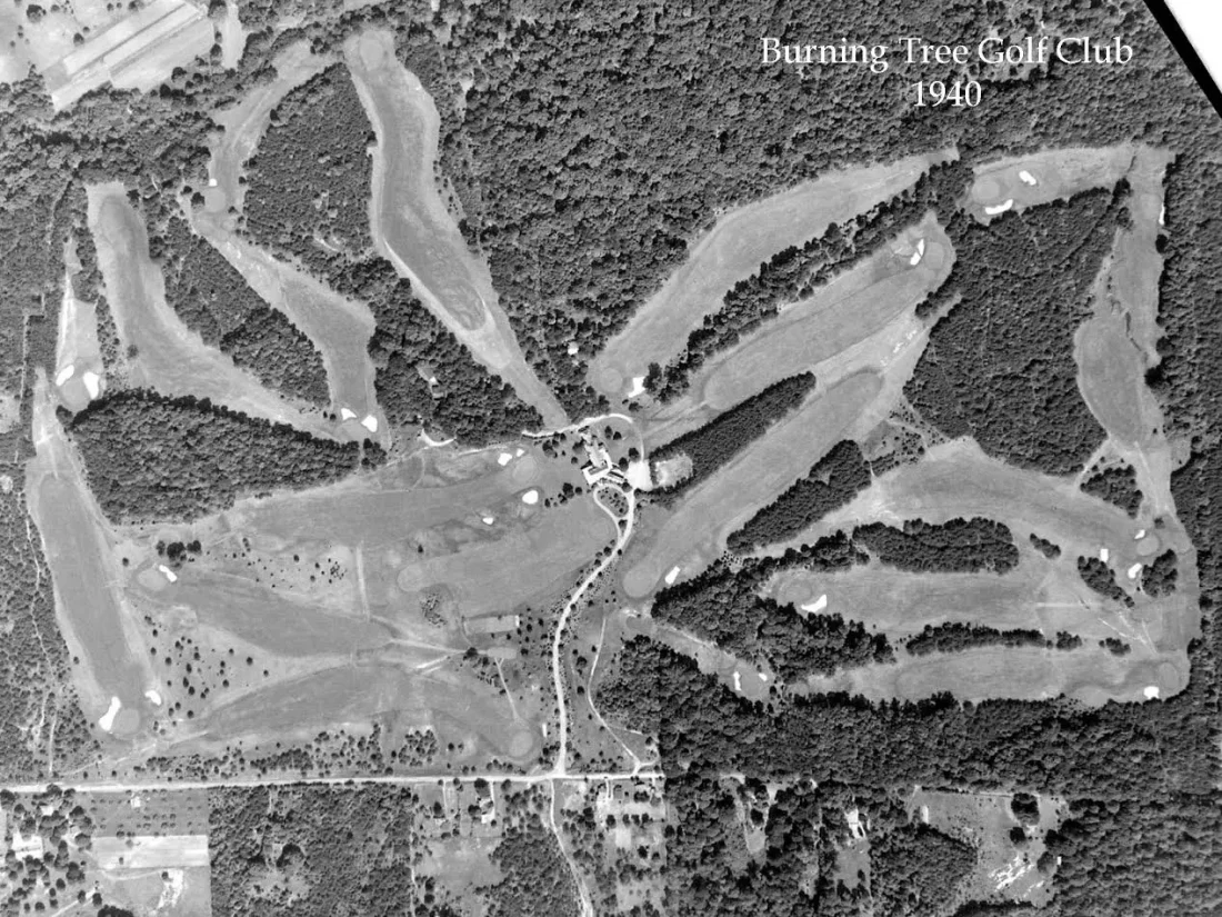 Aerial photograph of the Burning Tree Golf Club 1940. Designed by William Flynn.