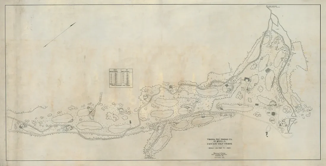 Architectural drawing of the Cascades Golf Club 1923. Designed by William Flynn.