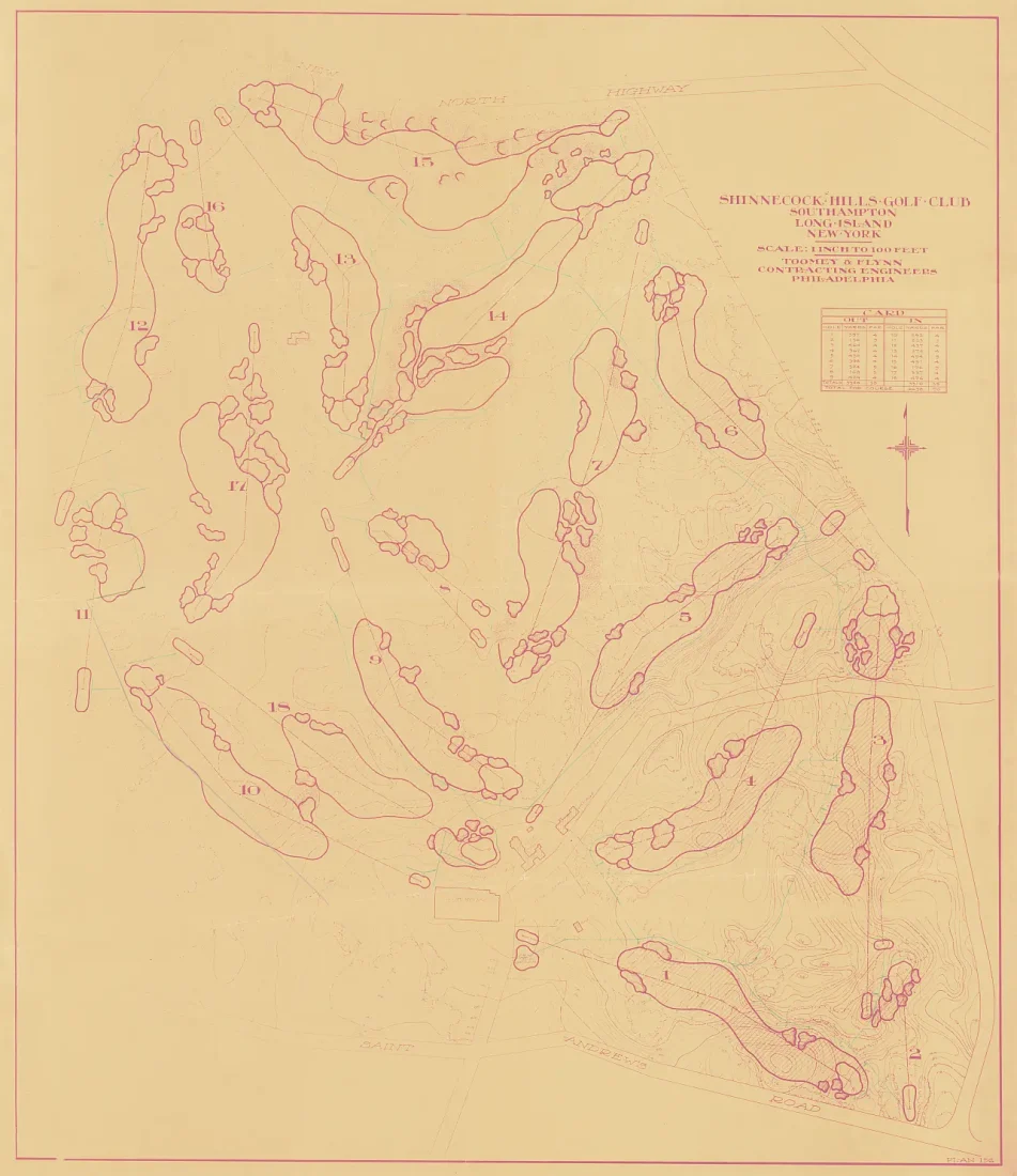 Shinnecock Hills Golf Club - Architectural drawing, Flynn Final Routing