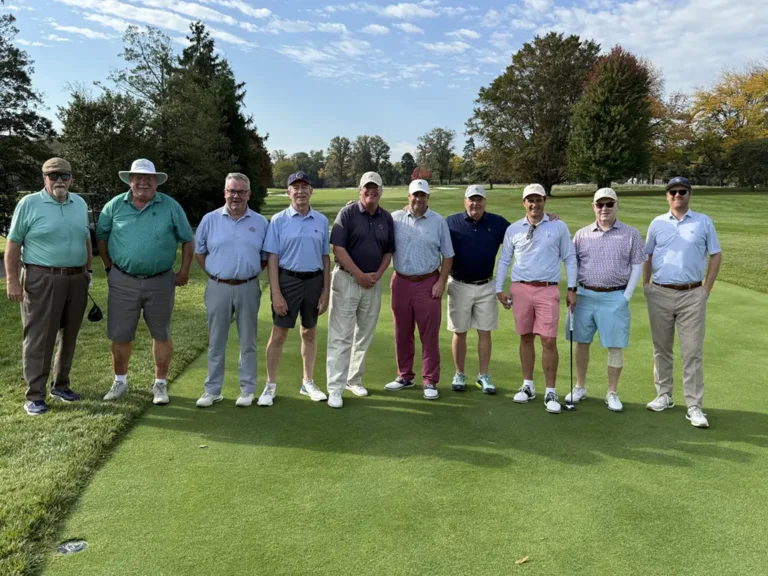 Group photo of the inaugural Flynn Society vs MacKenzie Society match at Philadelphia Country Club